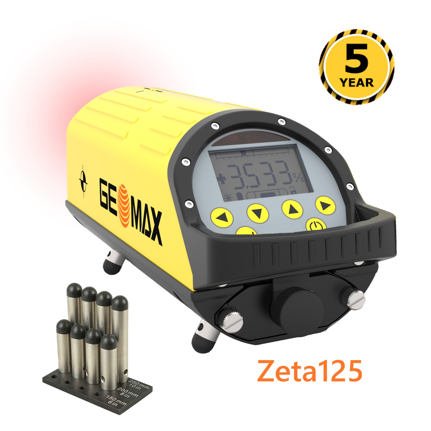 Potrubní laser Geomax Zeta125, Dodávka kompletní sestava, Paprsek červený